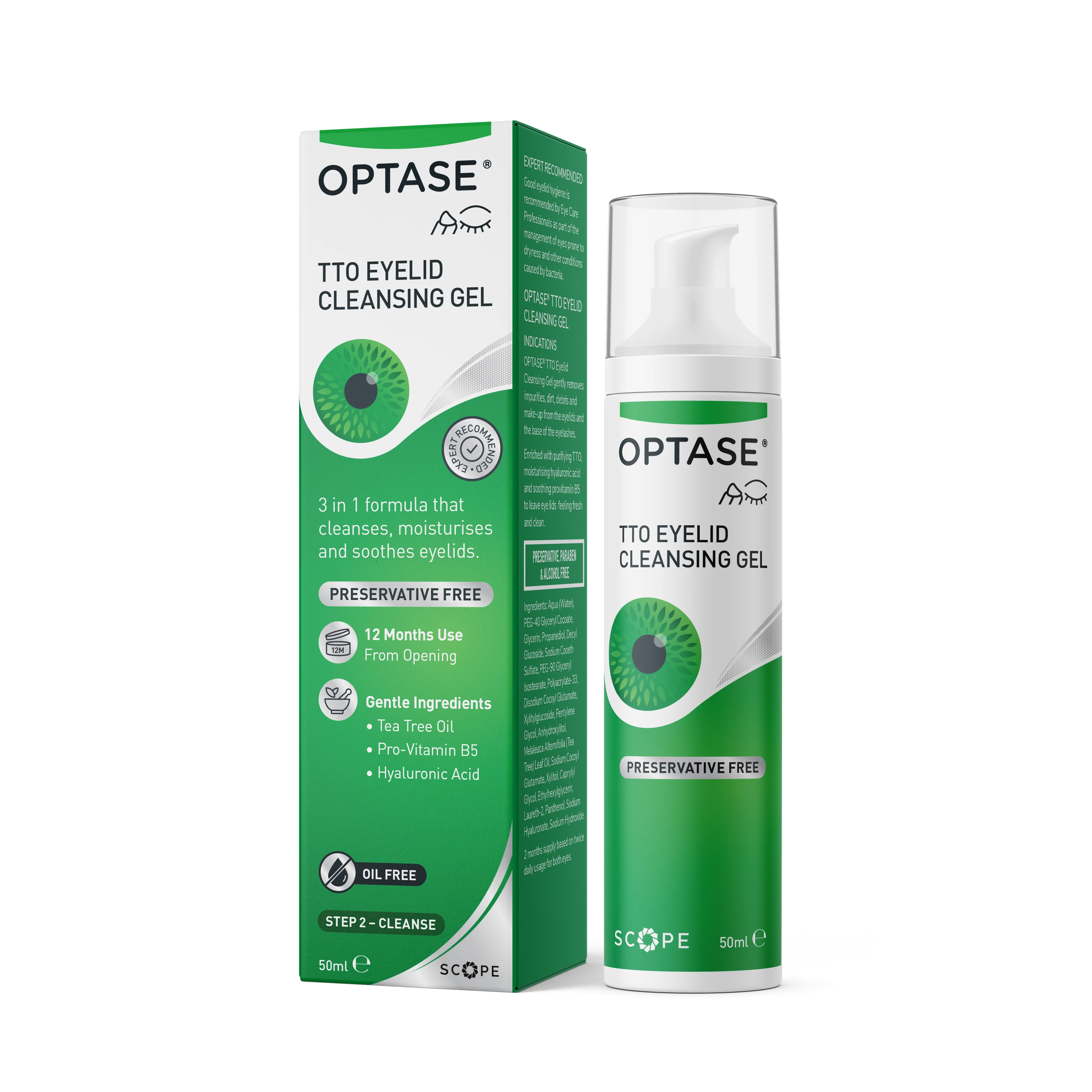 Optase Tea Tree Oil Eyelid Cleansing Gel Preservative Free - 50ml