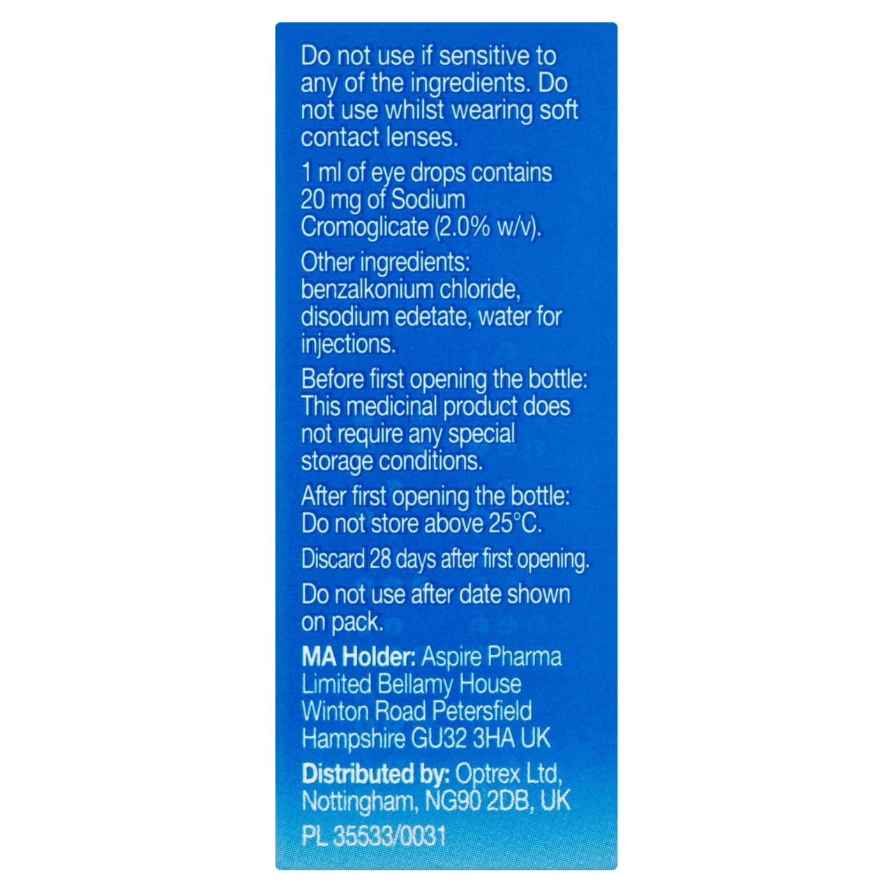 Optrex Hayfever Relief & Allergy Eye Drops 10ml - Image 3