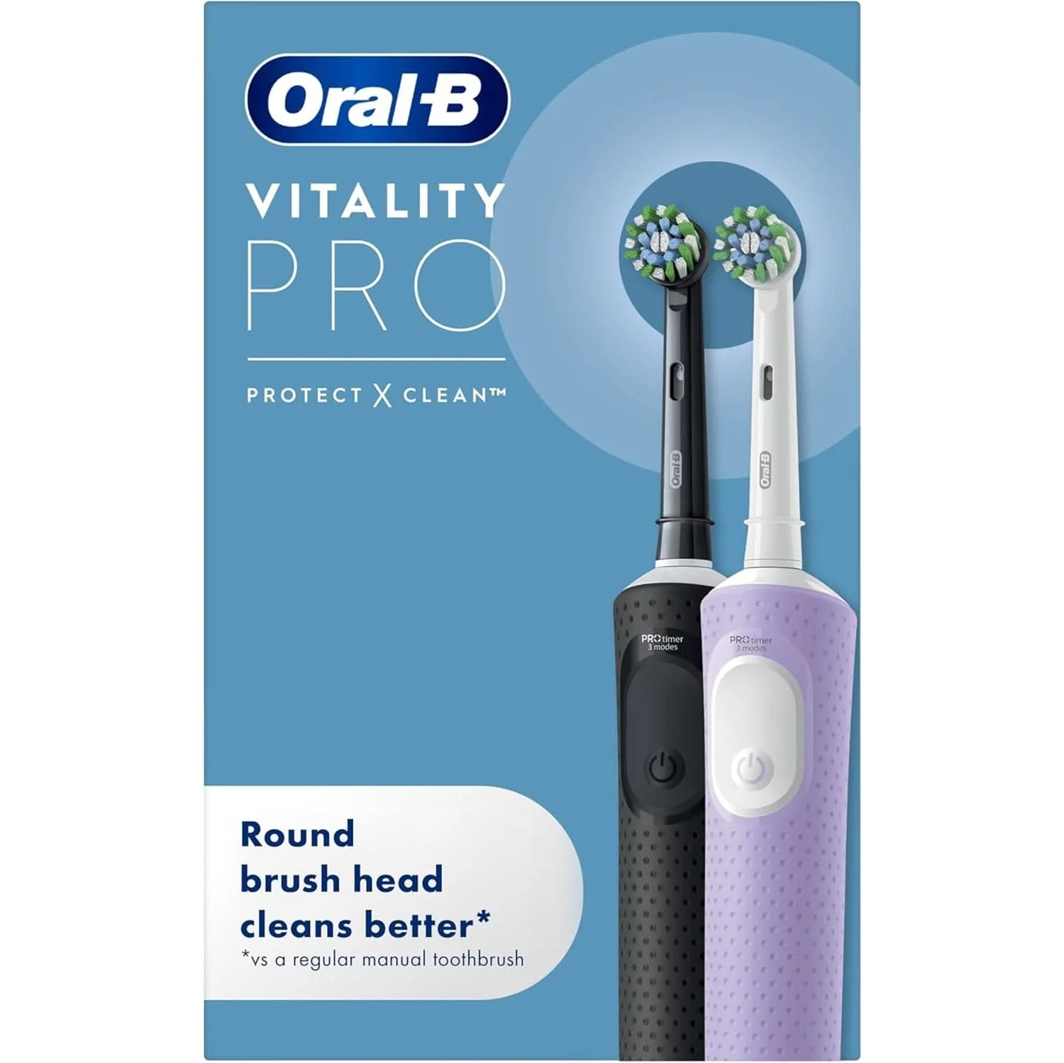 Oral-B Vitality PRO Black & Lilac Electric Toothbrush Duo
