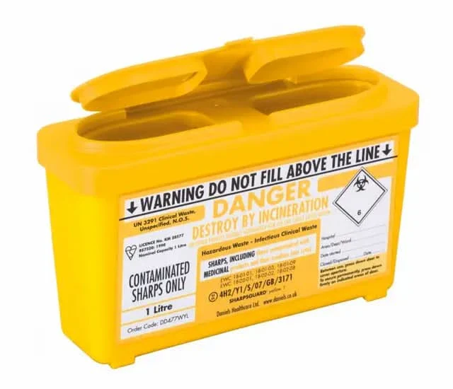 Sharpsguard Yellow Sharps Bin 1L