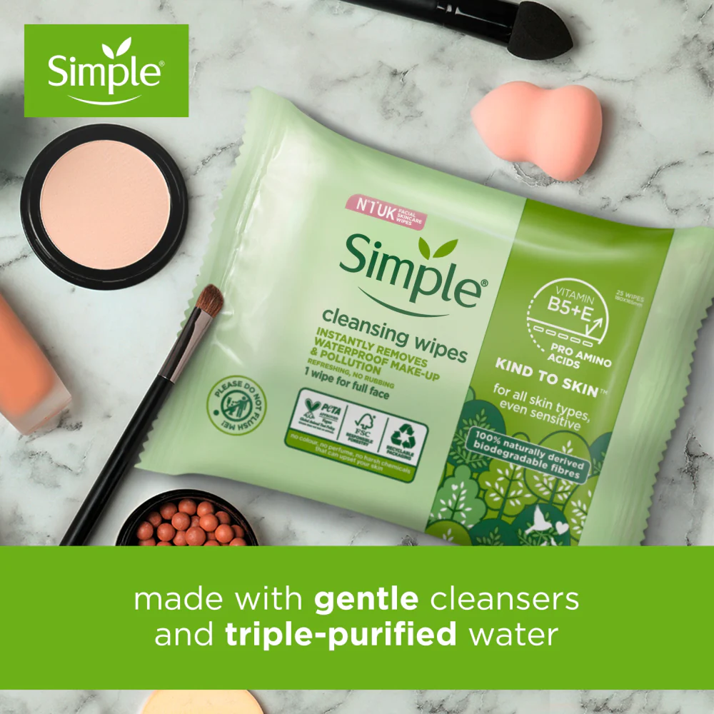 Simple Kind To Skin Biodegradable Face Wipes 25s - Image 7
