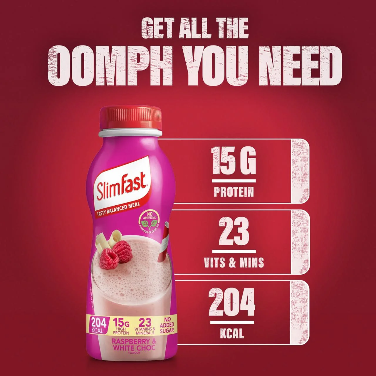 SlimFast Milkshake Multi Bottle Raspberry & White Chocolate x3 - Image 3