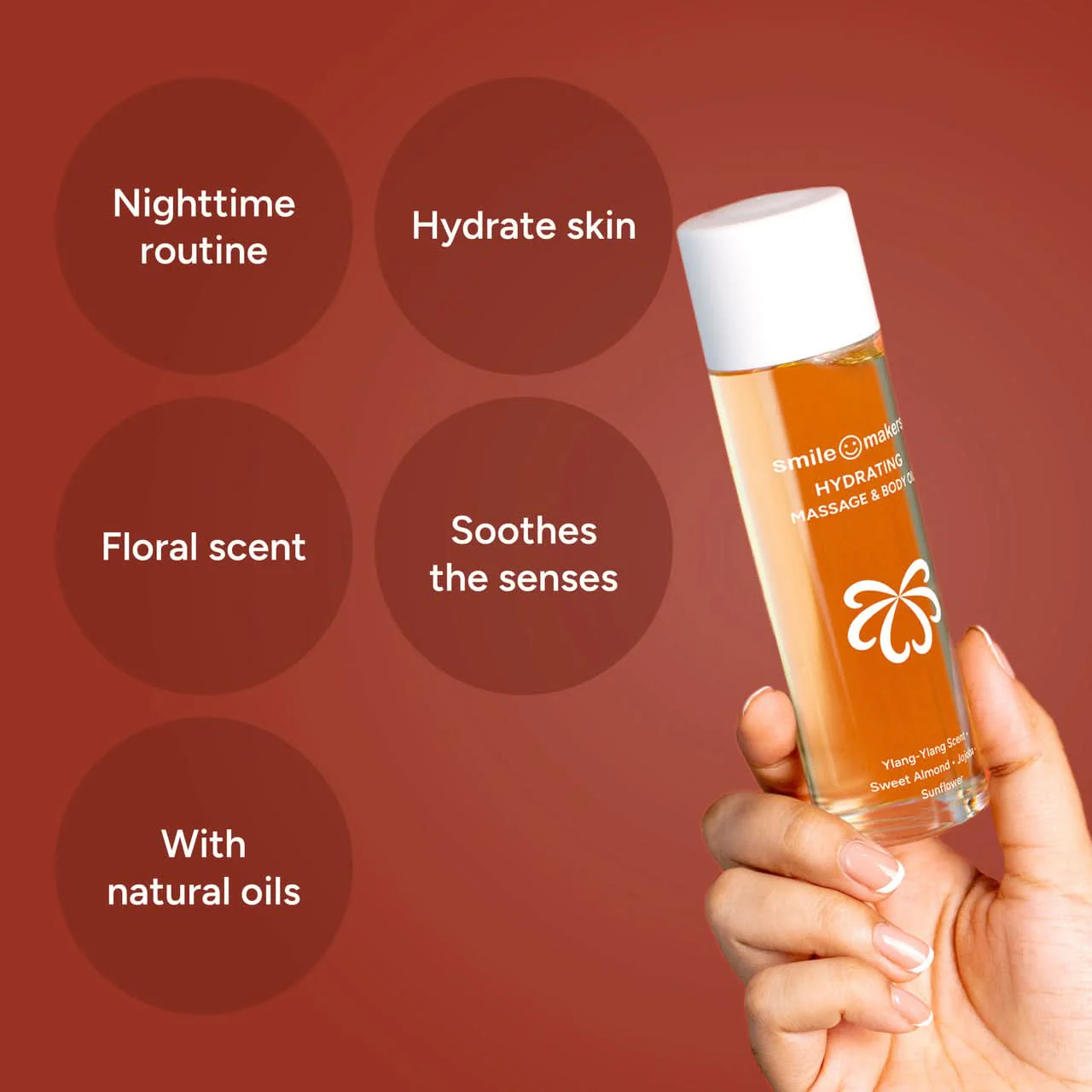 Smile Makers Hydrating Body Massage Oil Sweet Almond & Jojoba 100ml - Image 2