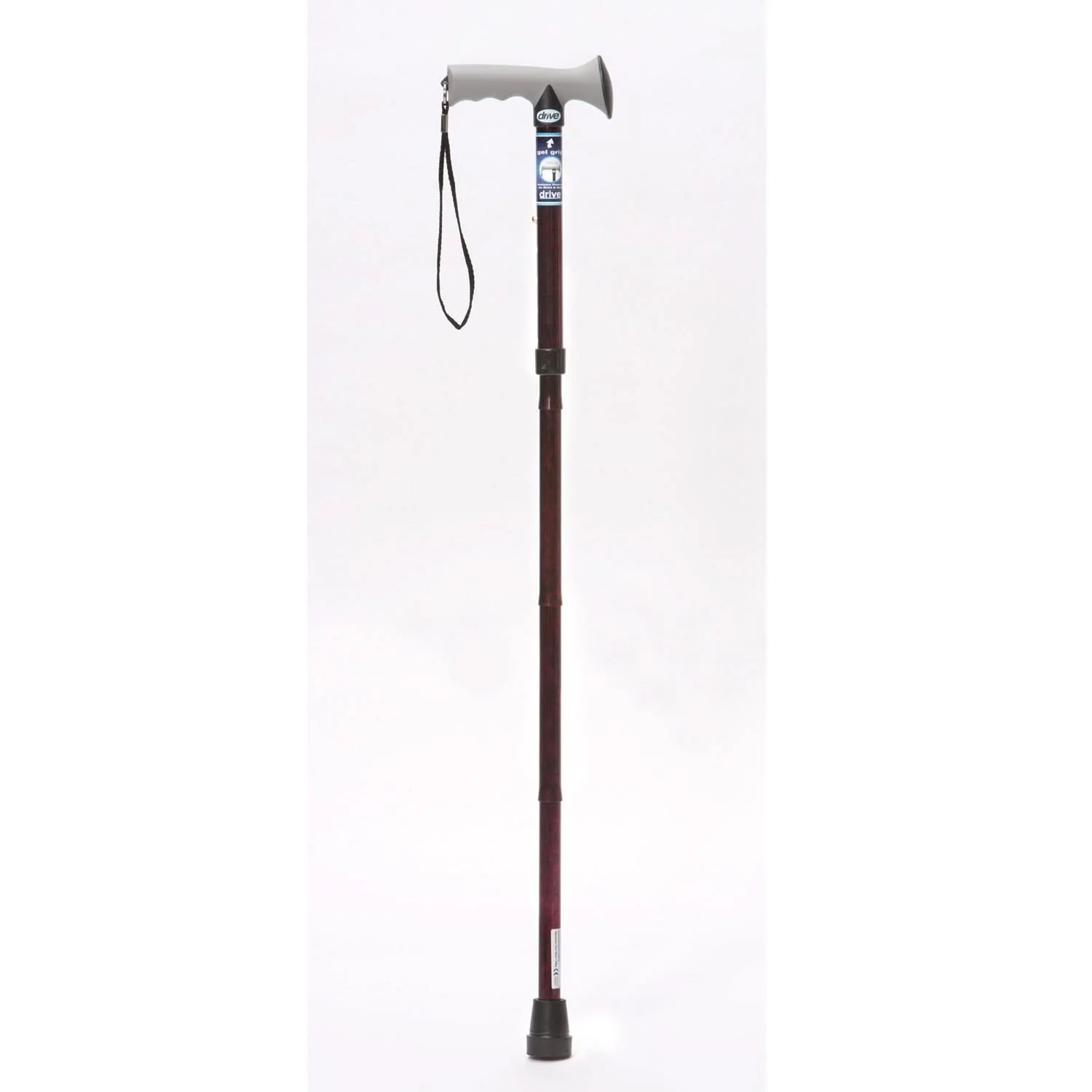 Soft Grip Folding Walking Stick - Red Crackle