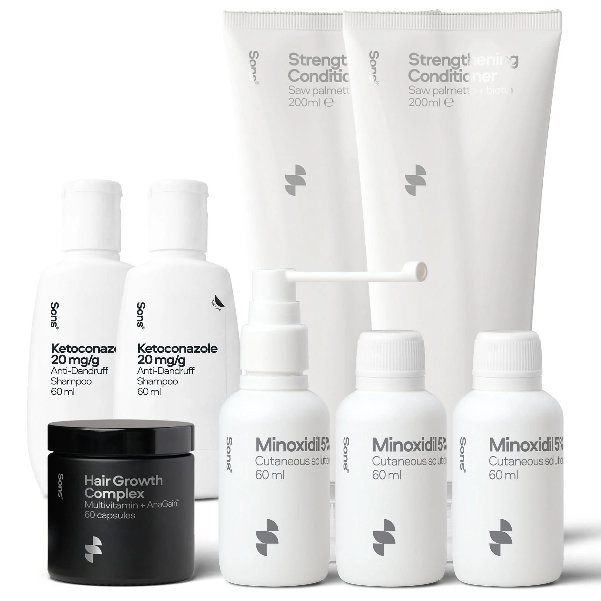 Sons Minodixil 3 Months, Ketoconazole 60ml x 2, Conditioner 200ml x 2 & Hair Growth Capsule