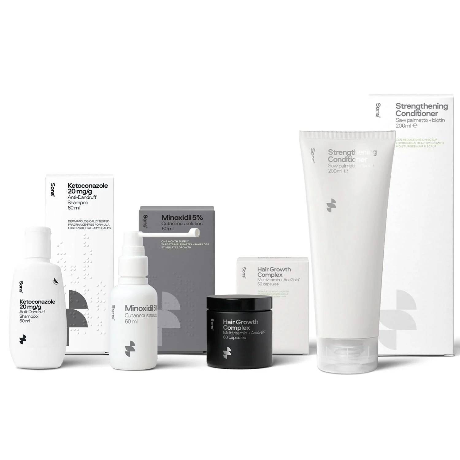 Sons Minodixil, Ketoconazole, Conditioner & Hair Growth Complex Capsules