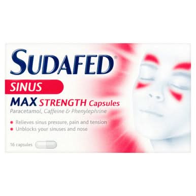 Sudafed Sinus Max Strength 16 Years + 16 Capsules