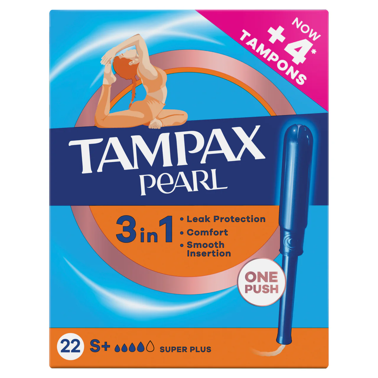 Tampax Pearl Super Plus Tampons with Applicator 22 Pack - Image 3