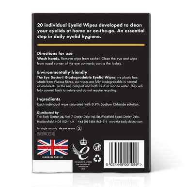 The Eye Doctor Biodegradable Eyelid Wipes 20 Pack - Image 3