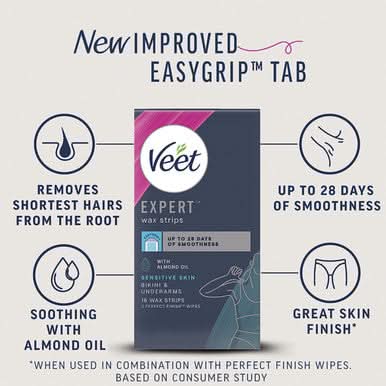 Veet Expert Cold Wax Strips Bikini Sensitive 16 Strips - Image 3