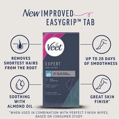 Veet Expert Cold Wax Strips Legs Sensitive 20 Strips - Image 3