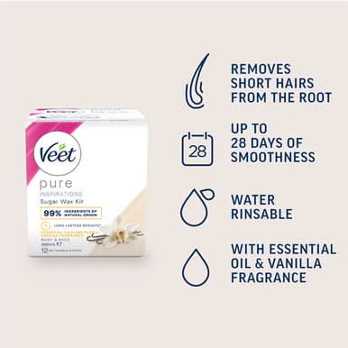 Veet Pure Inspirations Oriental Hot Wax Body & Face Essential Oils & Floral Vanilla 250ml - Image 4