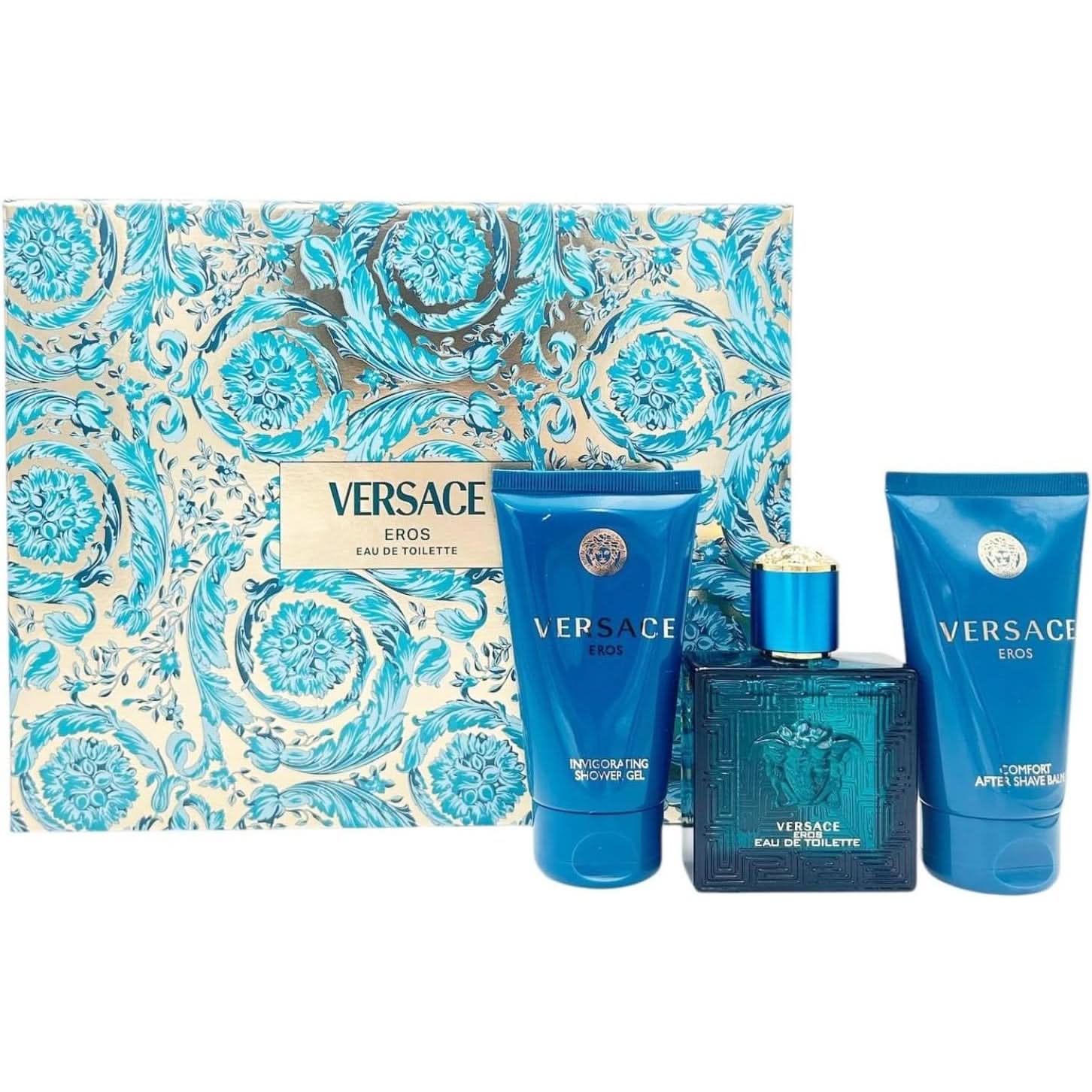 Versace Eros Gift Set EDT 50ml with Shower Gel 50ml & Aftershave Balm 50ml
