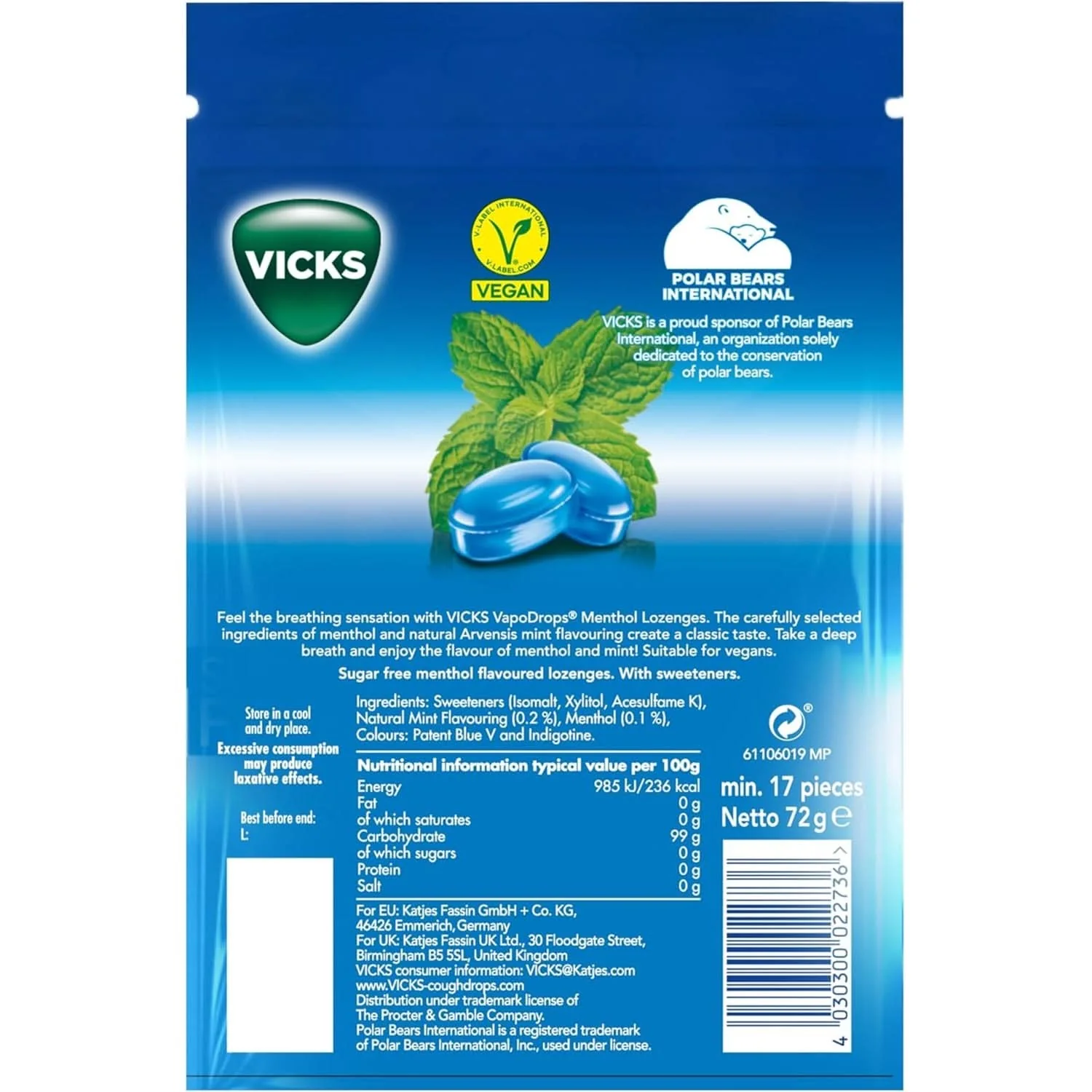 VICKS VapoDrops sugar free vegan lozenges with menthol oil - Image 2
