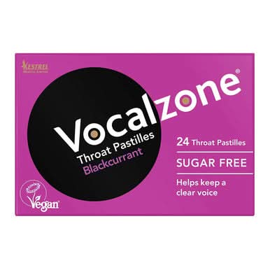Vocalzone Blackcurrant Sugar Free Throat Pastilles 24 Pack