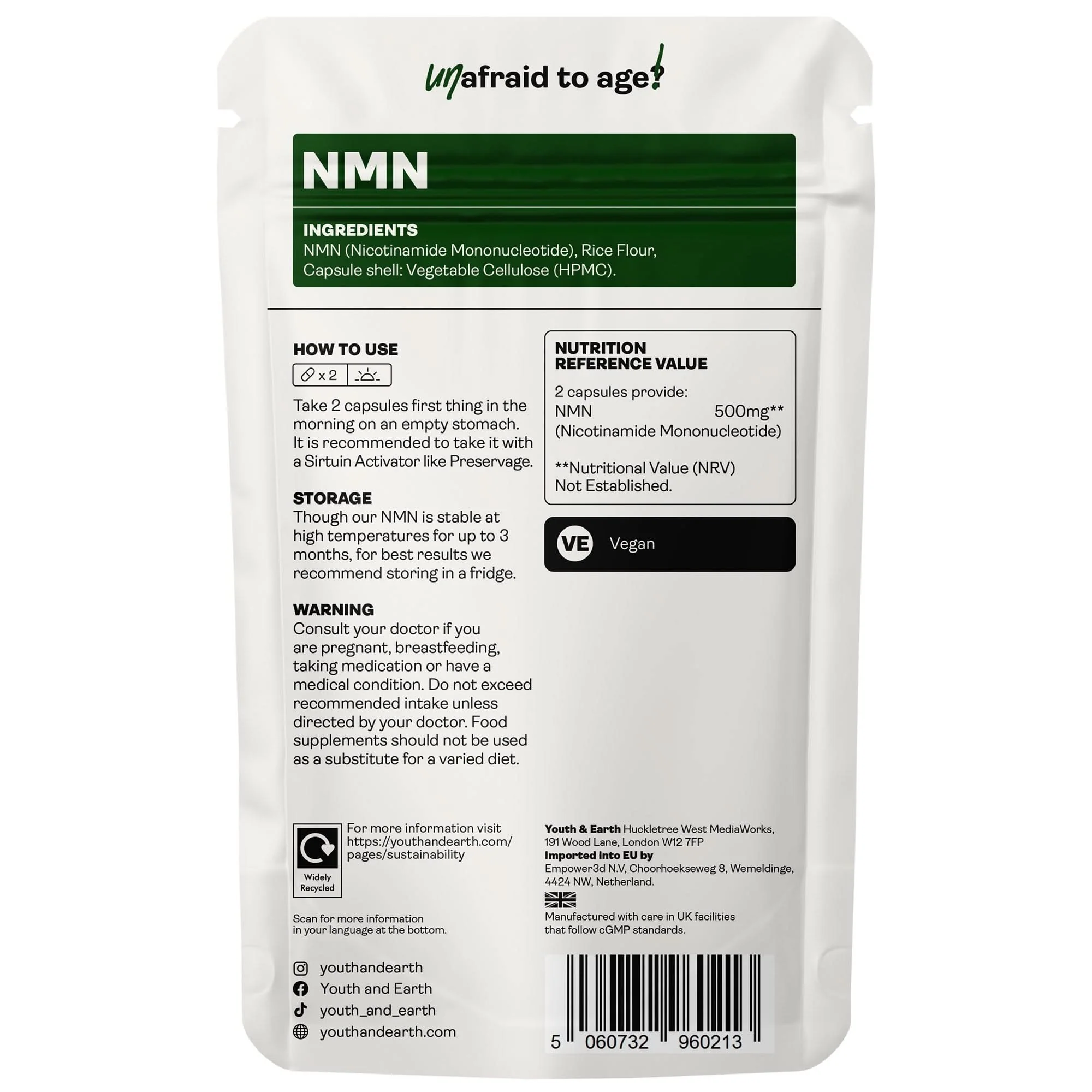 Youth & Earth NMN Supplements 60 Capsules 250mg - Image 2