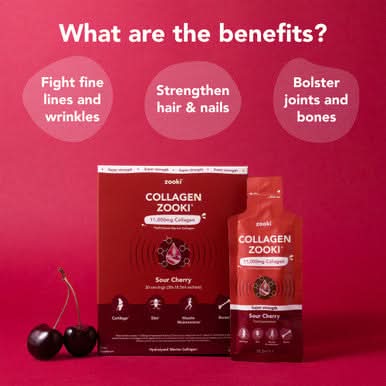 Zooki Super Strength Marine Collagen 11,000mg, Sour Cherry Flavour 18.5ml, 30 Sachets - Image 3